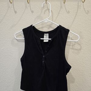 No Boundaries Black Buttoned Crop Top